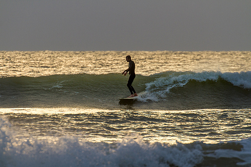 Sundown Surfer – One more wave at Compton Bay, Isle of Wight.